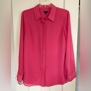 TALBOTS Pink/Coral Long Sleeve Tunic Blouse Polyester MEDIUM